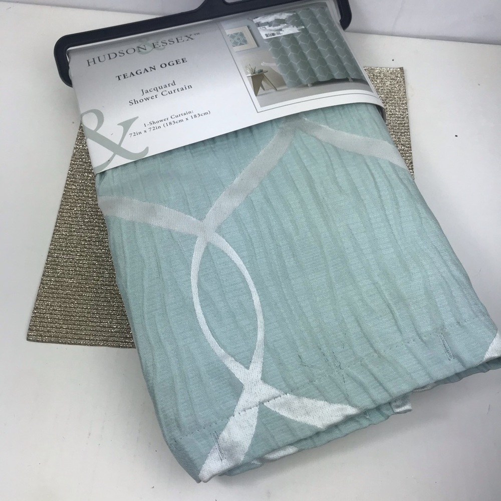 Hudson Essex: Teagan Ogee Shower Curtain - Seafoam blueish greenish 72x72 Jacqu
